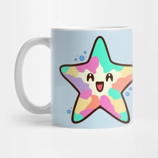 Happy smiling baby starfish with bubbles. Kawaii cartoon Mug